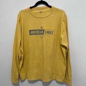 Vintage American Eagle Yellow Gray Long Sleeve Shirt Size Large